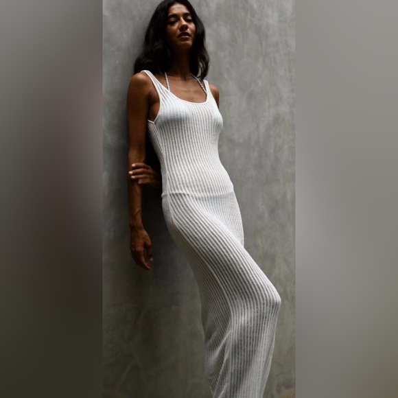Meshki White Ribbed Maxi Dress - Picture 1 of 5
